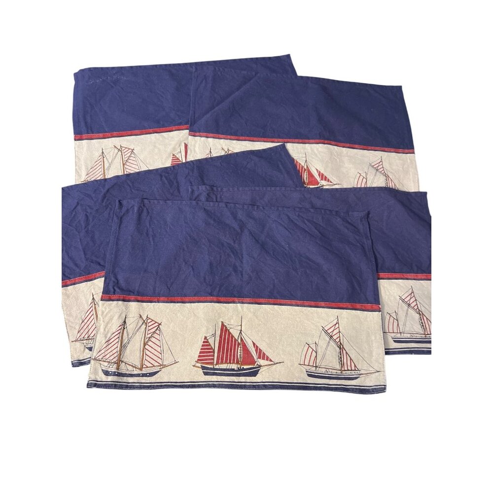 Park Designs Set of 5 Placemats Sailboats Nautical Navy Blue 18.5" x 12.5"